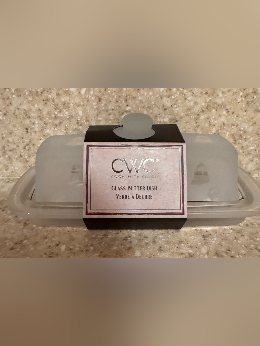 CWC Cook with Color Halloween Ghosts Frosted Glass Butter Dish